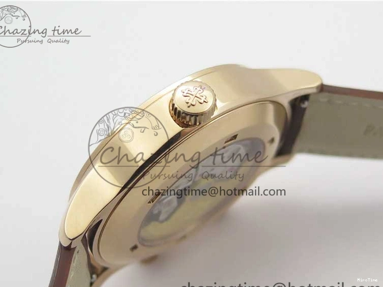 MIROTIME 0406 Calatrava 5524R Pilot Travel Time RG GRF Brown Dial on Brown Leather Strap MIYOTA TopPick 7155